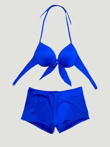 Kadın Likralı Şortlu Bikini Takımı