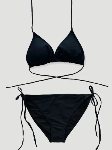Kadın Likralı İpli Bikini Takımı