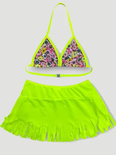Kız Çocuk Fırfırlı Etekli Bikini