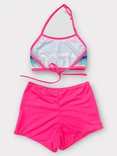 Kız Çocuk Şortlu Bikini Takımı